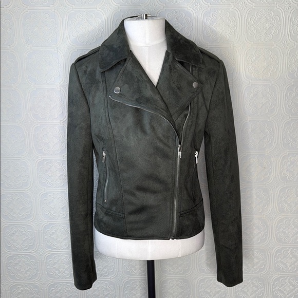 BB Dakota by Steve Madden | Green Faux Suede Moto Jacket, Size S - Picture 9 of 12